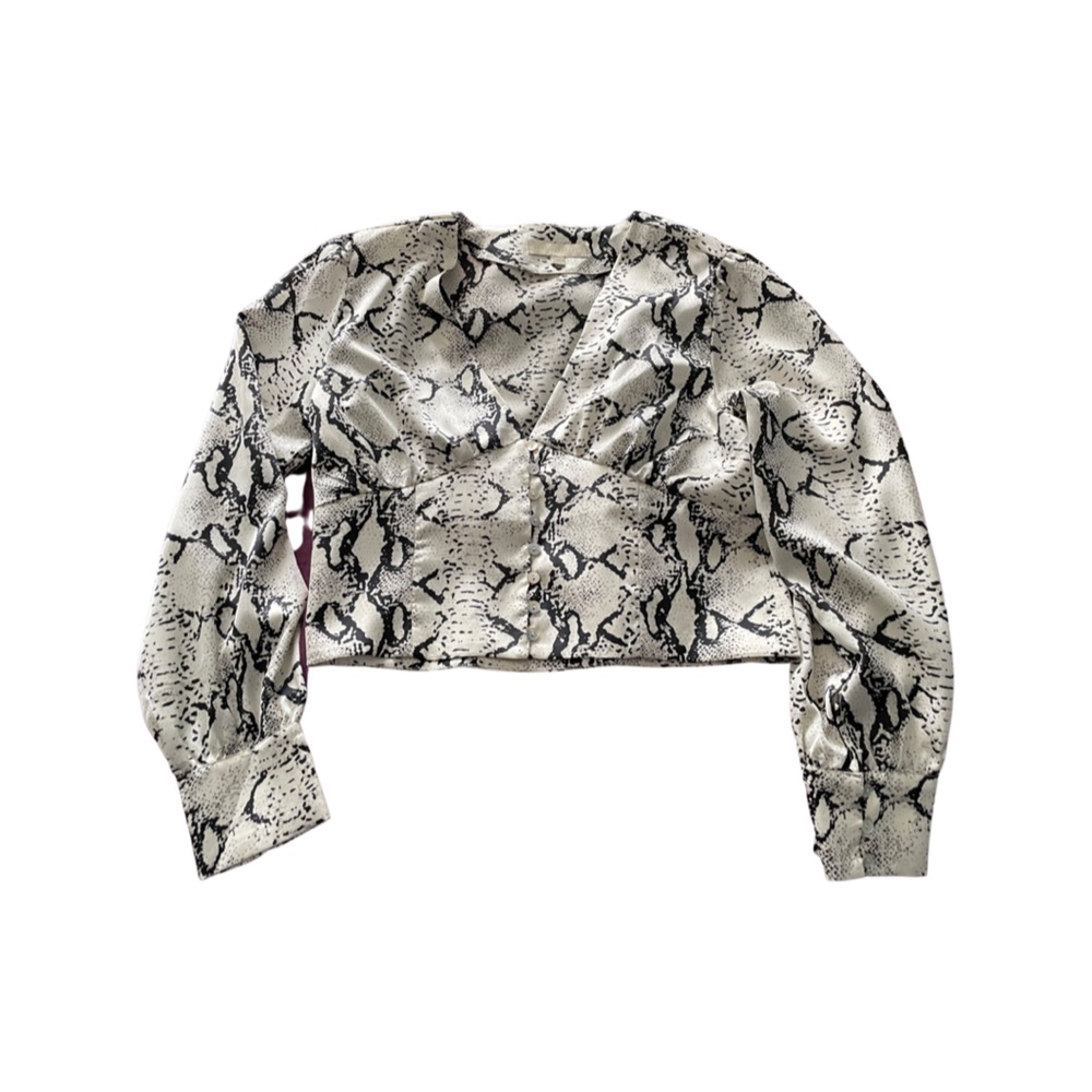 Dance&Marvel Satin Snakeskin Longsleeve Top (Size Large)